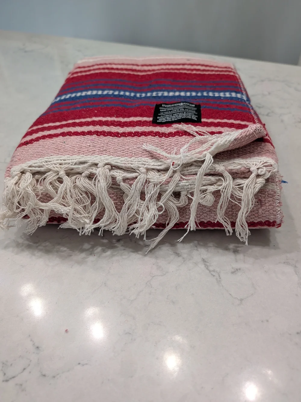 Red & Blue Striped Mexican Blanket Throw